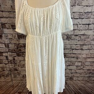 Rewind White Textured Eyelet Top